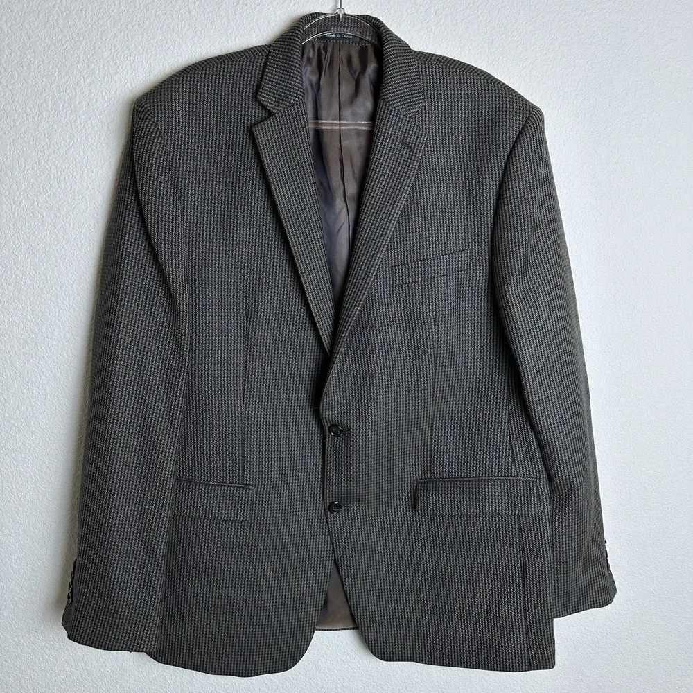 Lauren Ralph Lauren Mens 46L Wool Blazer‎ Brown Houndstooth Sport Coat 2-Button